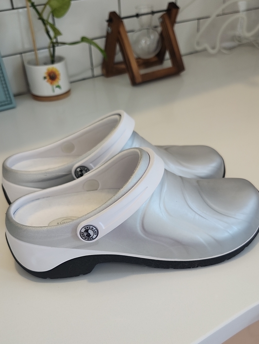 Silver Women’s Slip-On Comfort Clogs